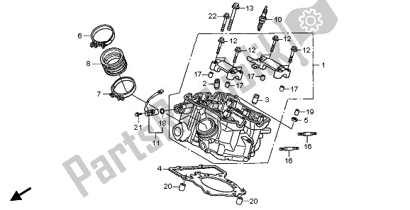 All parts for the Rear Cylinder Head of the Honda XL 1000 VA 2011