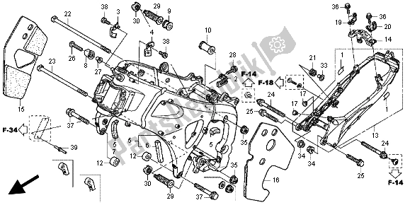 Alle onderdelen voor de Frame Lichaam van de Honda CBR 600 RR 2012