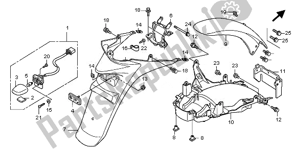 All parts for the Rear Fender of the Honda SH 150 2010