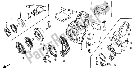 All parts for the Air Cleaner of the Honda CR 125R 1987