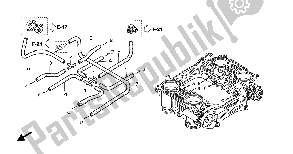 All parts for the Throttle Body (tubing) of the Honda VFR 800 2003