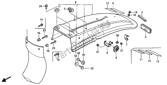 Tutte le parti per il Parafango Posteriore del Honda XR 250R 1987