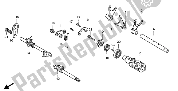 All parts for the Gearshift Drum of the Honda VT 1100C2 1998