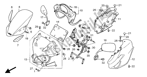 All parts for the Cowl of the Honda CBF 600S 2004