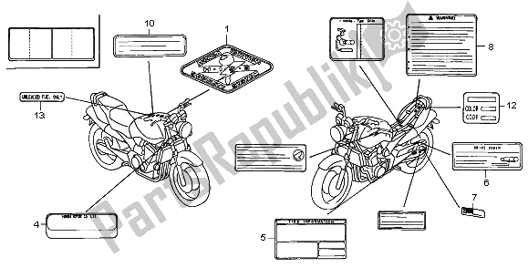 All parts for the Caution Label of the Honda CB 900F Hornet 2005