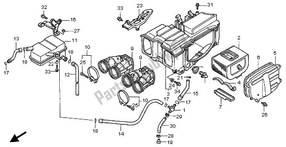 All parts for the Air Cleaner of the Honda CB 750F2 1997