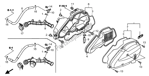 All parts for the Air Cleaner of the Honda NPS 50 2008