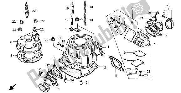 Alle onderdelen voor de Cilinder & Cilinderkop van de Honda CR 80 RB LW 1999