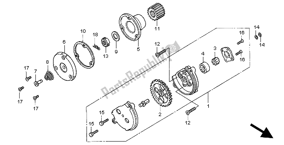 All parts for the Oil Pump of the Honda CG 125 1998