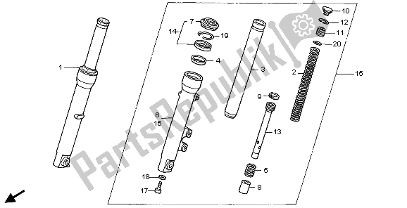 All parts for the Front Fork of the Honda SH 150S 2007