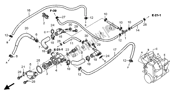 All parts for the Water Pipe of the Honda ST 1300A 2002