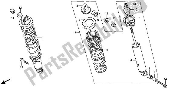 All parts for the Rear Cushion of the Honda CB 450S 1986