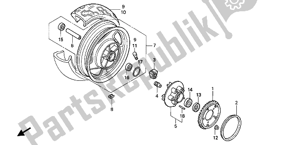 All parts for the Rear Wheel of the Honda VF 750C 1994