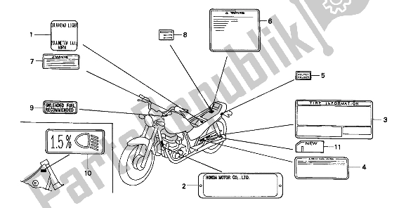 Wszystkie części do Znak Ostrzegawczy Honda CB 250 1992