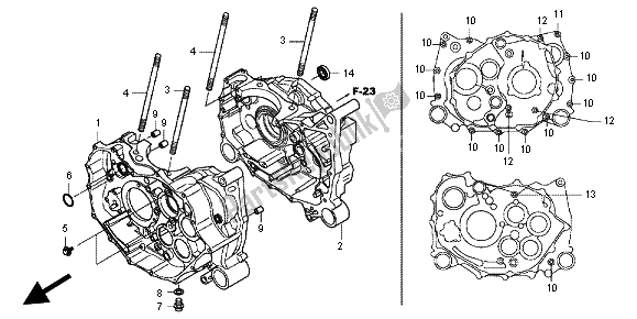 All parts for the Crankcase of the Honda TRX 420 FE Fourtrax Rancer 4X4 ES 2012