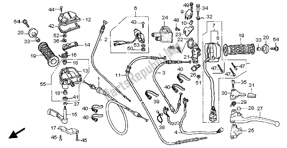 Todas las partes para Manejar Palanca E Interruptor Y Cable de Honda TRX 350 FE Fourtrax 4X4 ES 2004