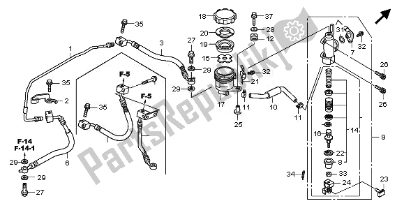 All parts for the Rear Brake Master Cylinder of the Honda CB 1000R 2011