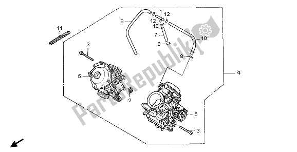 All parts for the Carburetor (assy.) of the Honda NTV 650 1995