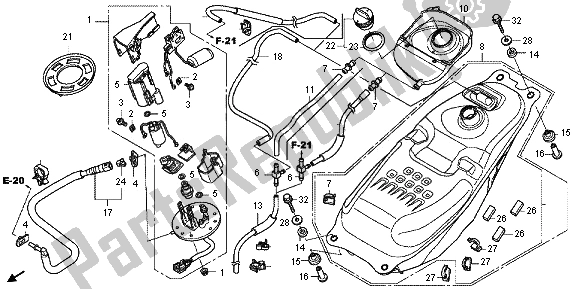 Alle onderdelen voor de Brandstoftank En Brandstofpomp van de Honda NC 700 XD 2013