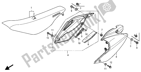 Alle onderdelen voor de Zitting En Zijbekleding van de Honda CRF 250X 2004