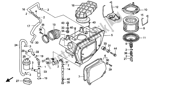 All parts for the Air Cleaner of the Honda NX 650 1993