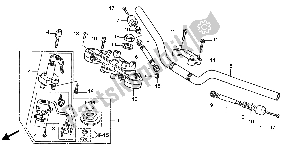 All parts for the Handle Pipe & Top Bridge of the Honda CB 600F2 Hornet 2002