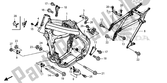 Todas as partes de Corpo Da Moldura do Honda CRF 450R 2015