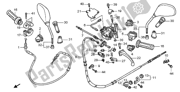 All parts for the Handle Lever & Switch & Cable of the Honda PES 125 2011