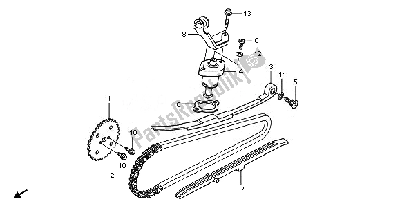 All parts for the Cam Chain & Tensioner of the Honda FES 125A 2010