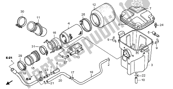 Tutte le parti per il Filtro Dell'aria del Honda TRX 500 FA Fourtrax Foreman 2004