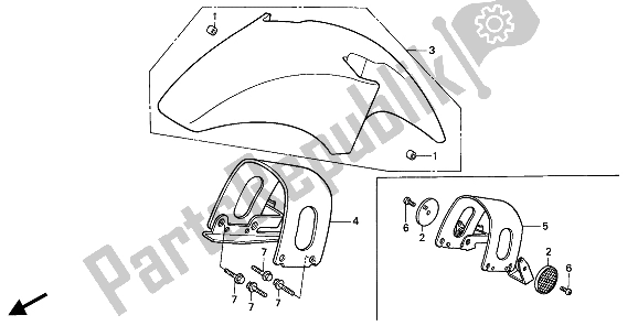 All parts for the Front Fender of the Honda NSR 50S 1994