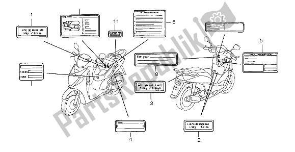 Todas as partes de Etiqueta De Cuidado do Honda SH 150 2008