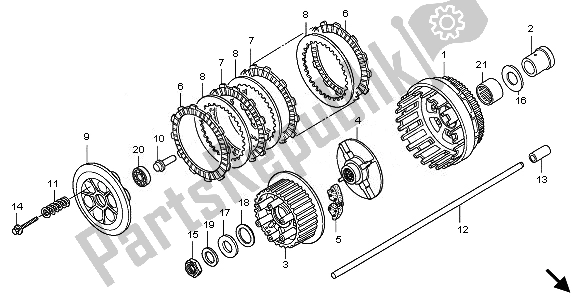 Alle onderdelen voor de Koppeling van de Honda VT 1300 CXA 2010