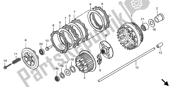 All parts for the Clutch of the Honda VT 1300 CXA 2010