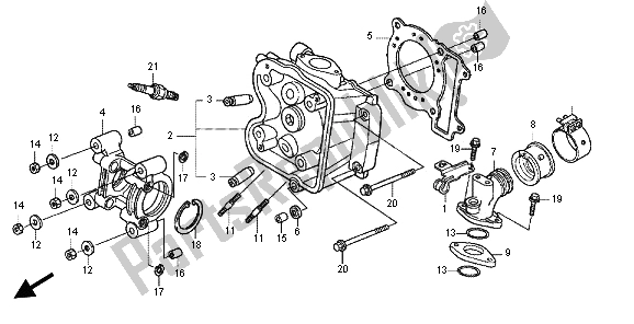 All parts for the Cylinder Head of the Honda SH 125R 2012