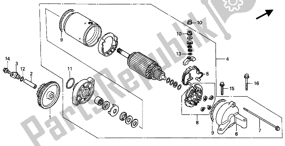 All parts for the Starting Motor of the Honda CBR 1000F 1994