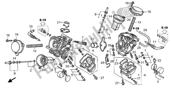 Tutte le parti per il Carburatore (parti Componenti) del Honda XL 125V 80 KMH 2003