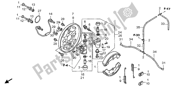 All parts for the Front Brake Panel of the Honda TRX 400 FA Fourtrax Rancher AT 2004