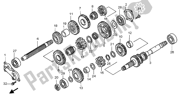 All parts for the Transmission of the Honda GL 1500C 2002