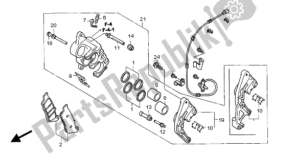 All parts for the Front Brake Caliper (r.) of the Honda CBF 600N 2005