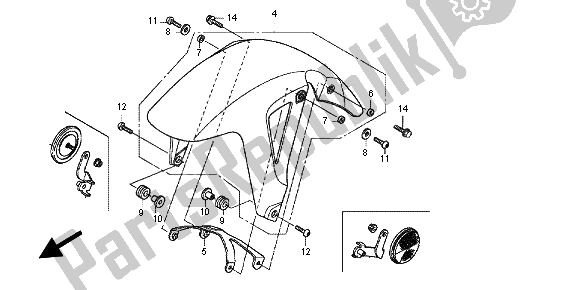 Tutte le parti per il Parafango Anteriore del Honda NC 700X 2012