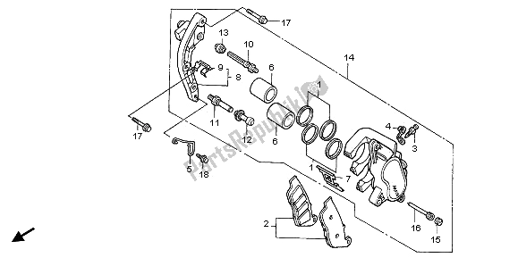 All parts for the Front Brake Caliper of the Honda NTV 650 1997