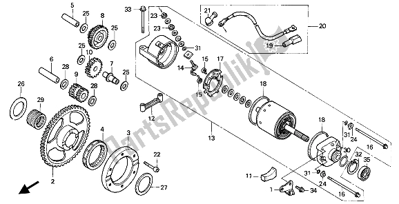 All parts for the Starter Motor of the Honda NX 650 1991