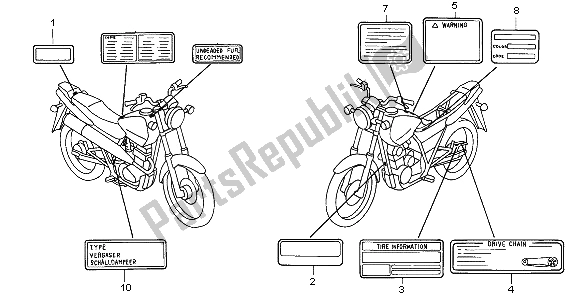 Tutte le parti per il Etichetta Di Avvertenza del Honda CLR 125 1998