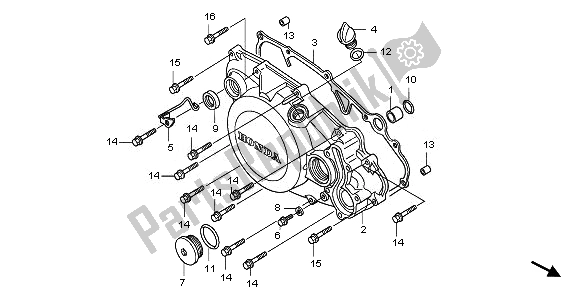 All parts for the R. Crankcase Cover of the Honda CRF 150R SW 2008