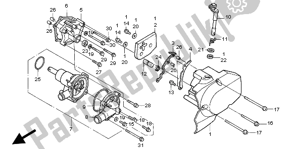 All parts for the Water Pump of the Honda VF 750C 1997