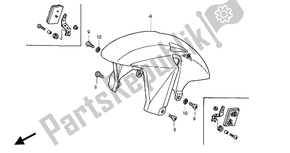 Tutte le parti per il Parafango Anteriore del Honda CBR 900 RR 2000