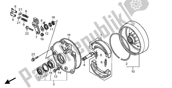 All parts for the Rear Brake Drum of the Honda TRX 250 EX Sportrax 2007