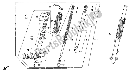 Todas las partes para Tenedor Frontal de Honda NX 250 1988