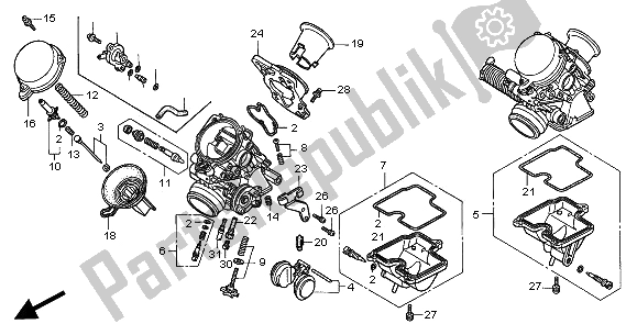 Tutte le parti per il Carburatore (parti Componenti) del Honda CB 500S 2002